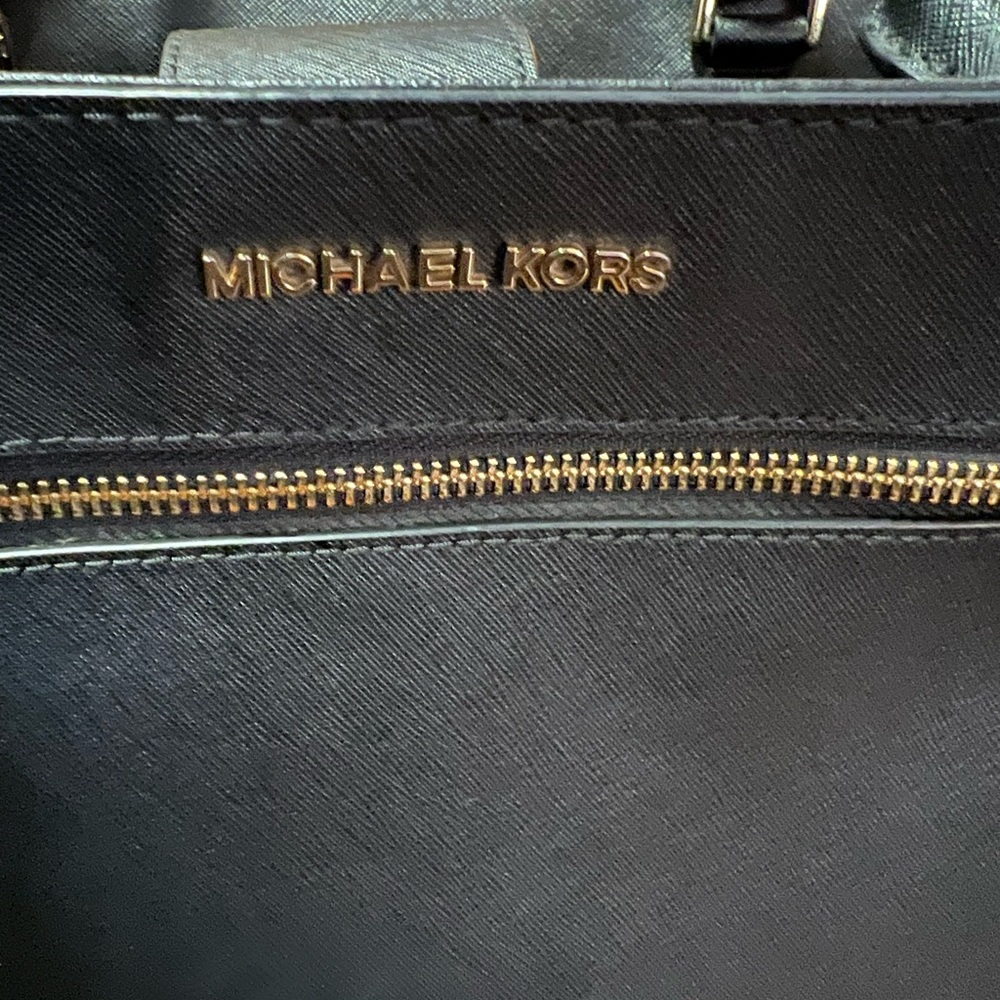 Michael Kors Black Top Handle Satchel with Gold Hardware - Picture 4 of 10